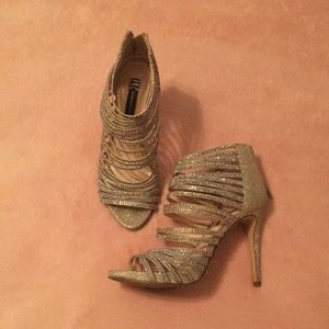INC sparkly silver heels